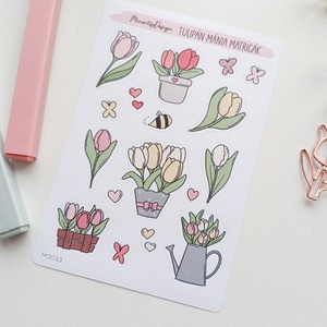 Matricaív - tavaszi tulipán matricák, Otthon & Életmód, Papír, írószer, Matrica, matrica csomag, Fotó, grafika, rajz, illusztráció, MESKA