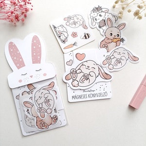 Húsvéti nyuszis ajándék könyvjelző és matrica csomag - könyv & zene - könyvjelző - Meska.hu