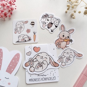 Húsvéti nyuszis ajándék könyvjelző és matrica csomag - könyv & zene - könyvjelző - Meska.hu