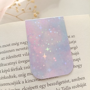 mágneses könyvjelző - rózsaszín csillogós galaxis - Meska.hu
