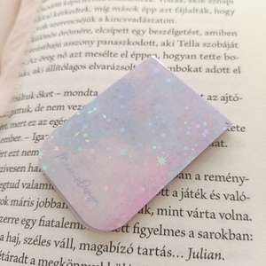 mágneses könyvjelző - rózsaszín csillogós galaxis - könyv & zene - könyvjelző - Meska.hu