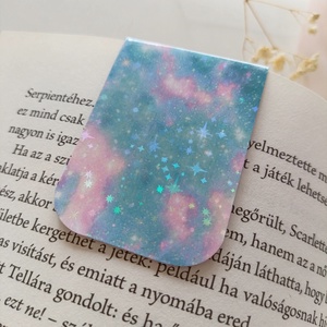 mágneses könyvjelző - türkiz csillogós galaxis - Meska.hu