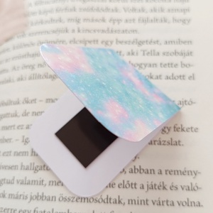 mágneses könyvjelző - türkiz csillogós galaxis - könyv & zene - könyvjelző - Meska.hu