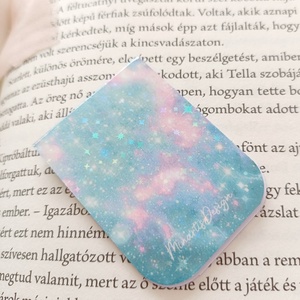 mágneses könyvjelző - türkiz csillogós galaxis - könyv & zene - könyvjelző - Meska.hu