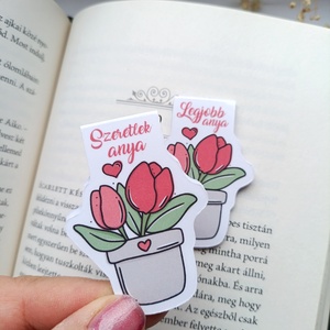 Tulipán mágneses könyvjelző anyukáknak, Könyv & Zene, Könyvjelző, Fotó, grafika, rajz, illusztráció, Kedves tulipános grafikájú mágneses könyvjelző anyukáknak. 
Tökéletes ha megszeretnéd lépni könyvmo..., MESKA