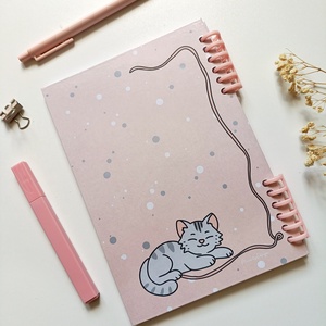 Cicás rózsaszín spirál füzet - otthon & életmód - papír, írószer - jegyzetfüzet & napló - Meska.hu