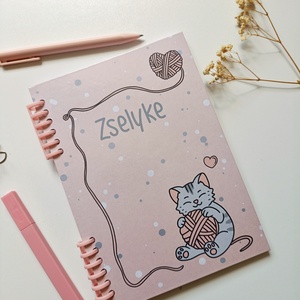 Cicás rózsaszín spirál füzet - otthon & életmód - papír, írószer - jegyzetfüzet & napló - Meska.hu