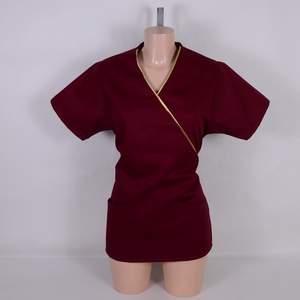 Bordó tunika arany díszítéssel egészségügyi/óvónői/szépségipari munkaruha - Meska.hu