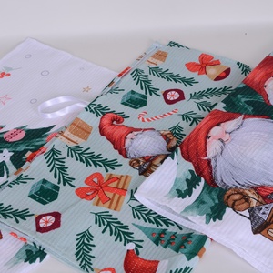 3 db-os szett Karácsonyi manó mintás konyharuha, Kéztörlő  - otthon & életmód - konyhafelszerelés, tálalás - konyhai textil - konyharuha & törlőkendő - Meska.hu