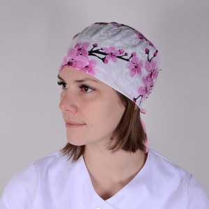 Műtős sapka - sakura minta, Ruha & Divat, Munkaruha, Varrás, MESKA