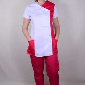 Elizabeth Tunika pink-fehér átlapolt gombos - ruha & divat - munkaruha - Meska.hu