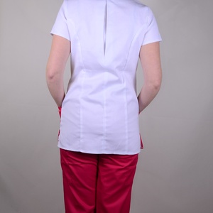 Elizabeth Tunika pink-fehér átlapolt gombos - ruha & divat - munkaruha - Meska.hu