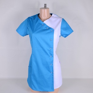 Elizabeth Tunika türkízkék-fehér átlapolt gombos - ruha & divat - munkaruha - Meska.hu