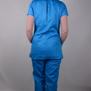 Elizabeth Tunika türkízkék-fehér átlapolt gombos - ruha & divat - munkaruha - Meska.hu