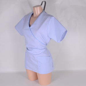Kék csíkos díszítéssel egészségügyi/óvónői/szépségipari munkaruha - ruha & divat - munkaruha - Meska.hu