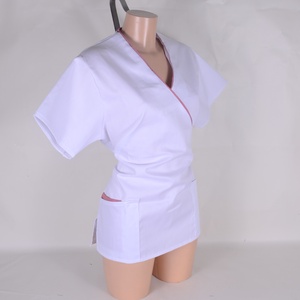 Fehér, mályva paszpol tunika egészségügyi/óvónői/szépségipari munkaruha - ruha & divat - munkaruha - Meska.hu