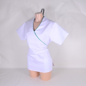 Fehér tengerzöld paszpol tunika egészségügyi/óvónői/szépségipari munkaruha, Ruha & Divat, Munkaruha, Varrás, MESKA