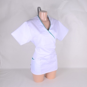 Fehér tengerzöld paszpol tunika egészségügyi/óvónői/szépségipari munkaruha - ruha & divat - munkaruha - Meska.hu