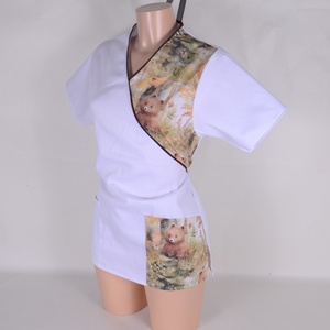 S medve mintás tunika egészségügyi/óvónői/szépségipari munkaruha - Meska.hu