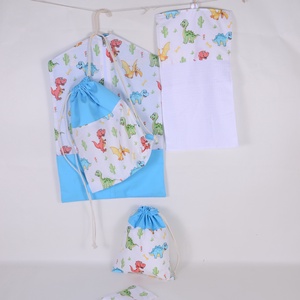 Dínó türkízkék ovis ruhazsák szett 5 db-os - Meska.hu