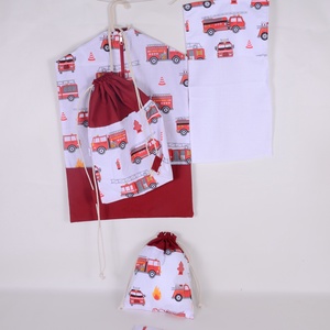 Tűzoltó bordó ovis ruhazsák szett 5 db-os - Meska.hu