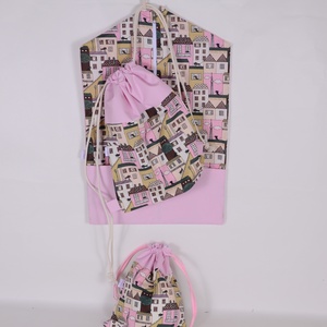 Rózsaszín város Ovis zsák, tornazsák és tisztasági zsák szett - Meska.hu