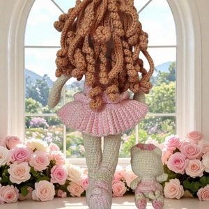 Bájos horgolt balerina cicával - játék & sport - baba & babaház - baba - Meska.hu