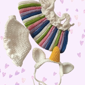 Öltöztethető horgolt baba unikornis fejdísszel - játék & sport - baba & babaház - öltöztethető baba - Meska.hu