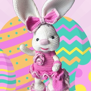 Bájos horgolt nyuszi táskával, öltöztethető, Játék & Sport, Baba & babaház, Öltöztethető baba, Horgolás, MESKA