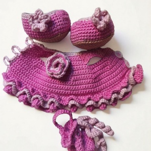 Bájos horgolt nyuszi táskával, öltöztethető - játék & sport - baba & babaház - öltöztethető baba - Meska.hu