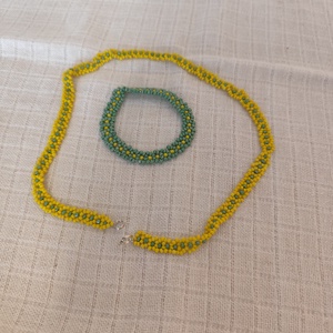 Kis virágos gyöngy nyaklánc és karkötő , Ékszer, Ékszerszett, , MESKA