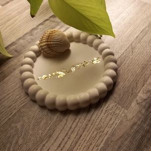 Fehér tál arany díszítéssel  - ékszer - ékszertartó - ékszertartó tál - Meska.hu