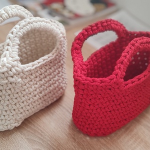 Horgolt kézi táska Piros - táska & tok - kézitáska & válltáska - kézitáska - Meska.hu