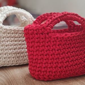 Horgolt kézi táska Piros - táska & tok - kézitáska & válltáska - kézitáska - Meska.hu