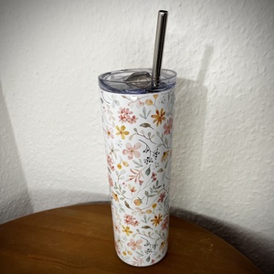 Skinny tumbler - virágos 600 ml - otthon & életmód - konyhafelszerelés, tálalás - italos kellékek - kulacsok - Meska.hu