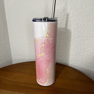 Skinny tumbler - pink virágos márvány 600 ml - otthon & életmód - konyhafelszerelés, tálalás - italos kellékek - kulacsok - Meska.hu