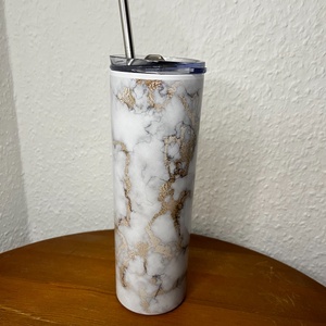 Skinny tumbler - szürke márvány 600 ml - otthon & életmód - konyhafelszerelés, tálalás - italos kellékek - kulacsok - Meska.hu