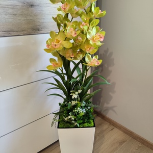 Mű csónakorchidea dekoráció, Otthon & Életmód, Dekoráció, Virágdísz és tartó, Virágbox, virágdoboz, Virágkötés, MESKA