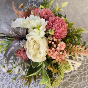 Kegyeleti dísz szív alakú vesszőkosárban 2. - otthon & életmód - vallás - temetkezési tárgy - sírdísz, kegyeleti dísz - Meska.hu