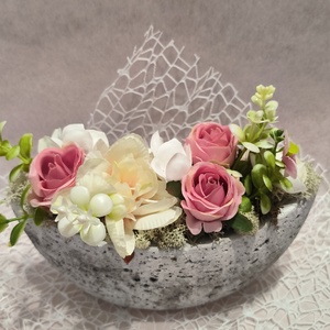 Kegyeleti sírdísz szem alakú kő kaspóban - otthon & életmód - vallás - temetkezési tárgy - sírdísz, kegyeleti dísz - Meska.hu