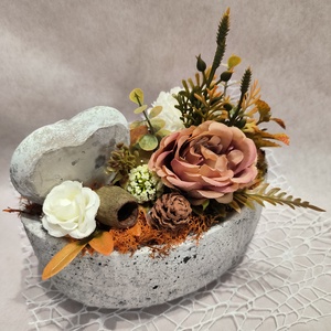 Kegyeleti sírdísz ovális kő kaspóban - otthon & életmód - vallás - temetkezési tárgy - sírdísz, kegyeleti dísz - Meska.hu