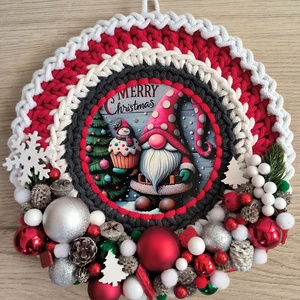 Karácsonyi horgolt ajtódísz , Karácsony, Karácsonyi lakásdekoráció, Karácsonyi ajtódíszek, Horgolás, Mindenmás, MESKA