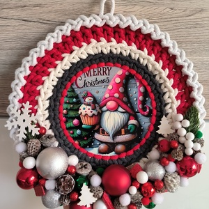 Karácsonyi horgolt ajtódísz  - karácsony - karácsonyi lakásdekoráció - karácsonyi ajtódíszek - Meska.hu