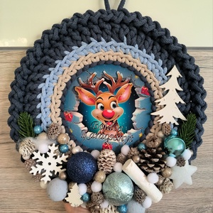 Karácsonyi horgolt ajtódísz  - karácsony - karácsonyi lakásdekoráció - karácsonyi ajtódíszek - Meska.hu