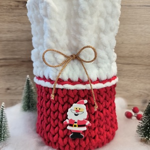 Mikulás puttony horgolt, Karácsony, Mikulás, Mikulás zsák, Horgolás, MESKA