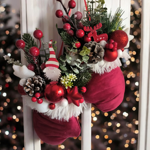 Kesztyűs karácsonyi ajtódísz , Karácsony, Karácsonyi lakásdekoráció, Karácsonyi ajtódíszek, Virágkötés, Varrás, MESKA