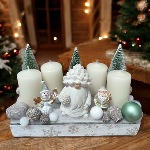 Adventi asztaldísz fehér manóval - Meska.hu