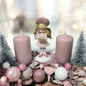 Pasztell adventi koszorú angyalkával  - karácsony - adventi díszek - adventi asztaldísz - Meska.hu