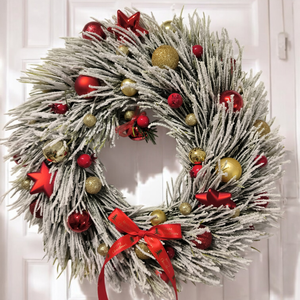 Havas karácsonyi ajtódísz arany-piros színben - Meska.hu