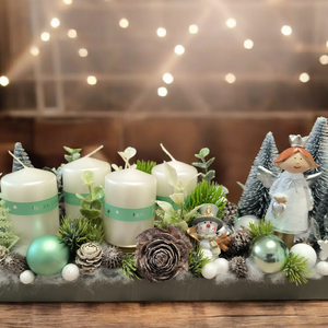 Adventi asztali dekoráció - angyalka téli világa  - Meska.hu